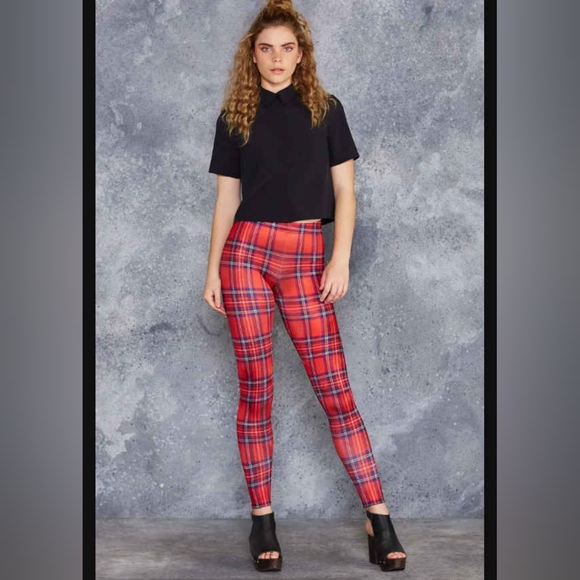 Blackmilk leggings, red tartan, size medium - Picture 3 of 3